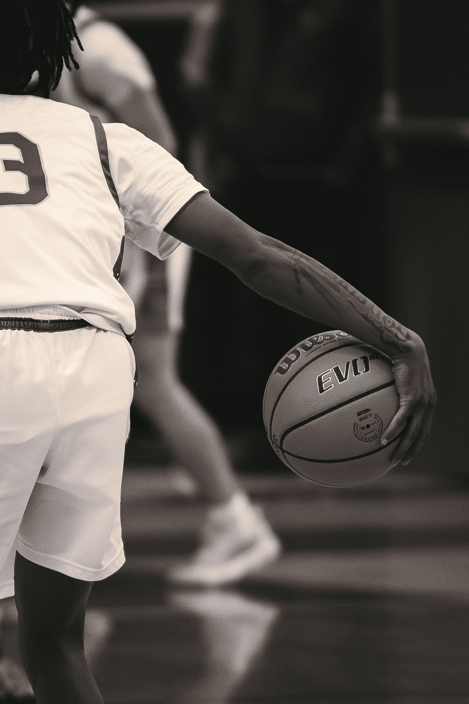 Dribble control in black and white, Highlands Ranch basketball, Denver metro