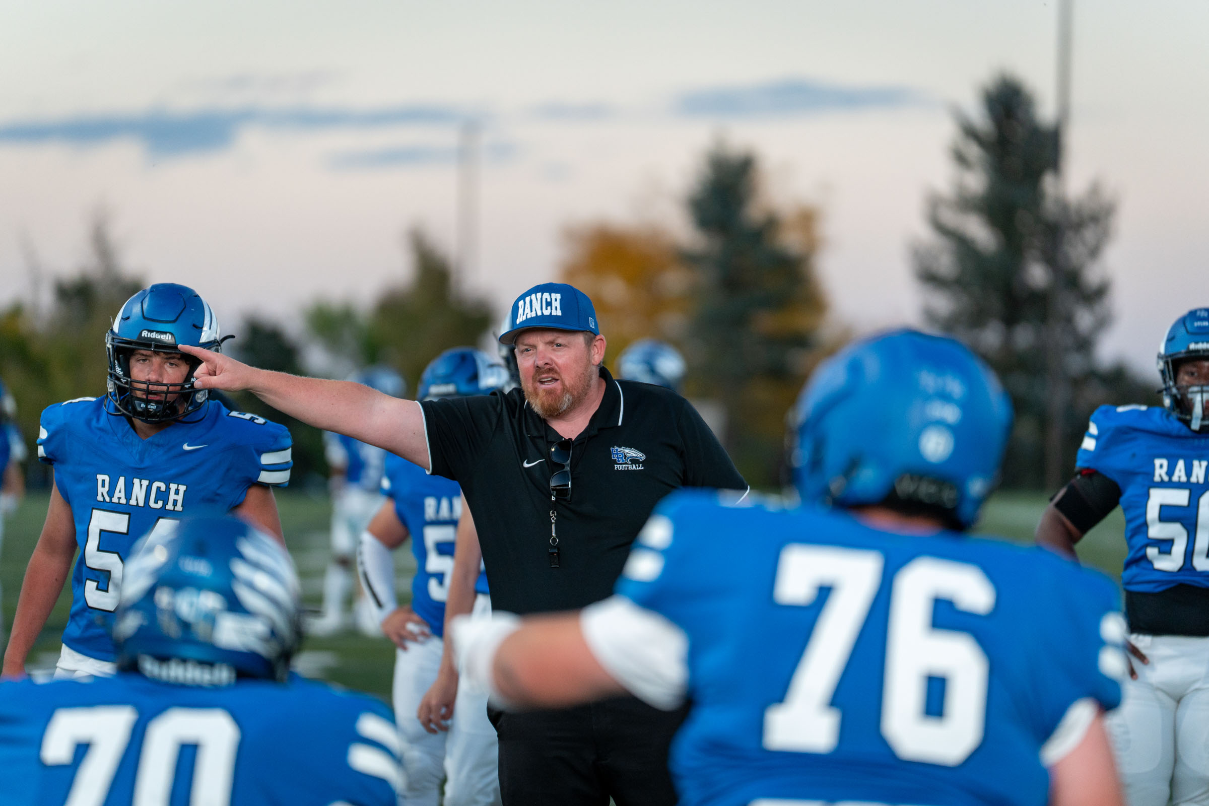 High school football game action, Highlands Ranch, south Denver