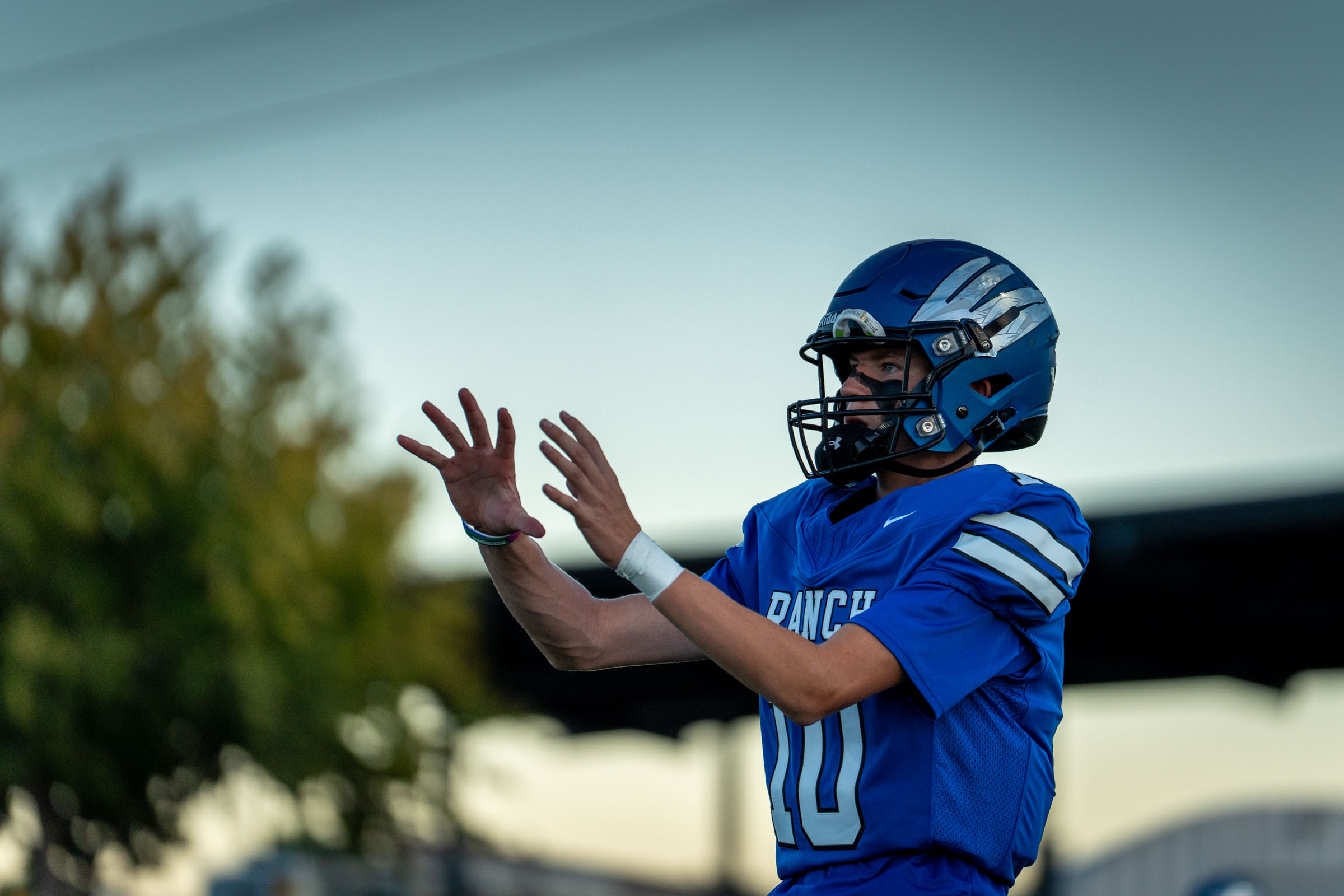 High school football game action, Highlands Ranch, south Denver
